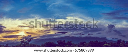 image of the house  and cloudy blue sky on mountain for background usage