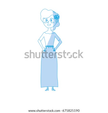 silhouette happy bride with hairstyle and elegant gown