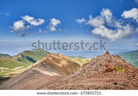 Landscape of Mountains with cloudy sky background