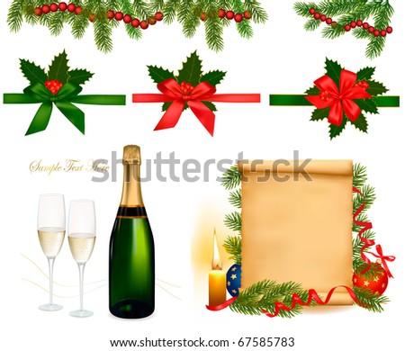 Set of holiday objects. Vector Illustration.