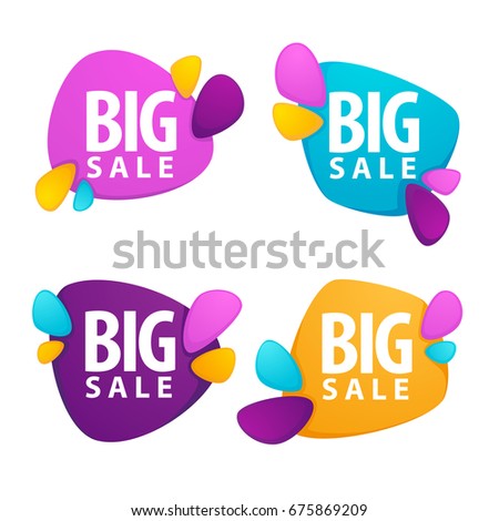 big sale, vector collection of bright discount bubble tags, banners and stickers