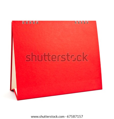 red blank desktop calendar with isolated on white background