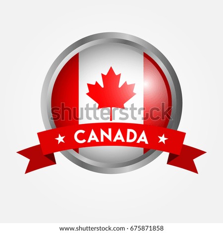 Isolated flag of Canada on a button, Icon, Vector illustration