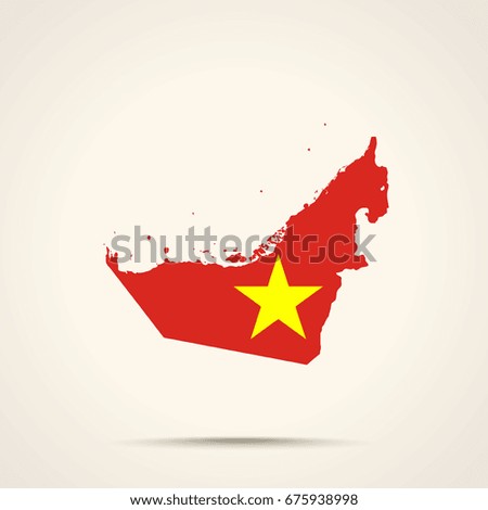 Map of United Arab Emirates in Vietnam flag colors