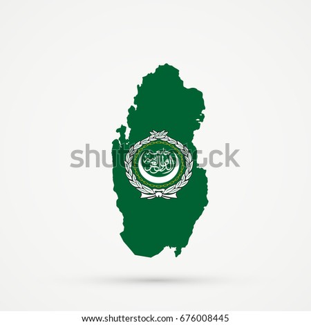 Qatar map in Arab League flag colors, editable vector.