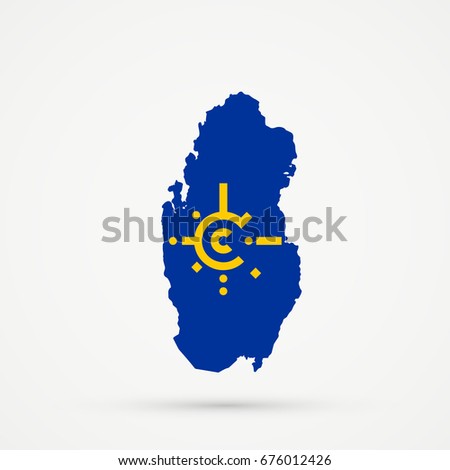 Qatar map in Central European Free Trade Agreement (CEFTA) flag colors, editable vector.