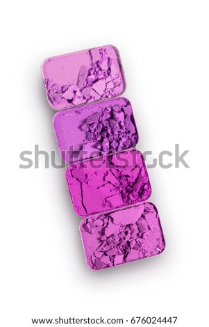Magenta crushed eyeshadow for make up as sample of cosmetic product isolated on white background