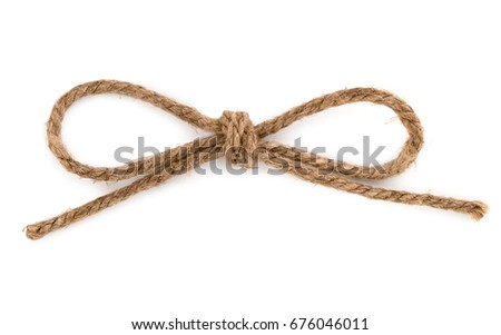 Rope bow knot, isolated on white background. Royalty-Free Stock Photo #676046011