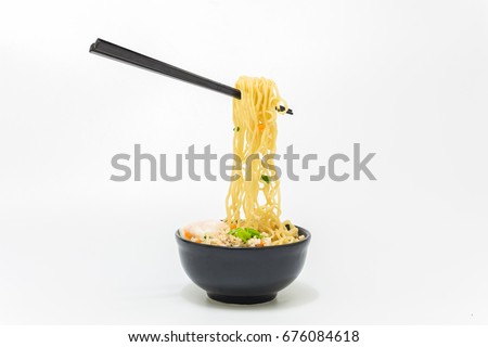  instant noodles on white background Royalty-Free Stock Photo #676084618
