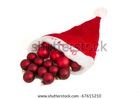 hat of santa claus with baubles