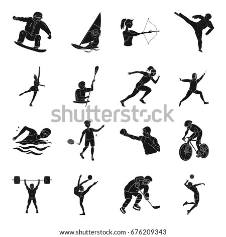 Hockey, tennis, boxing sports included in the Olympic Games. Olympic sport set collection icons in black style vector symbol stock illustration web.
