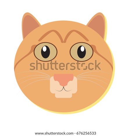 Isolated cute cat face on a white background, Vector illustration