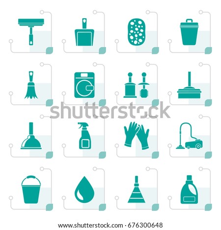 Stylized Cleaning and hygiene icons - vector icon set