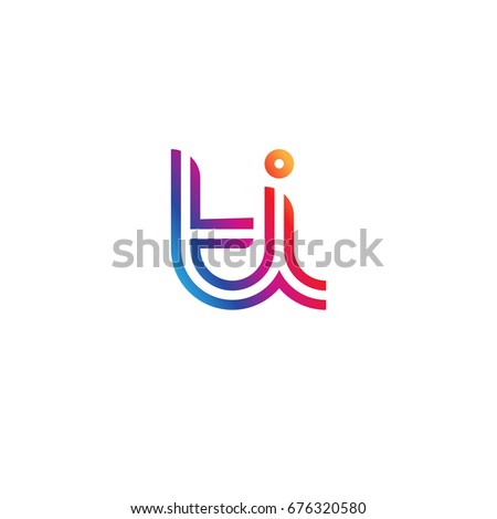 Initial lowercase letter ti, linked outline rounded logo, colorful vibrant colors