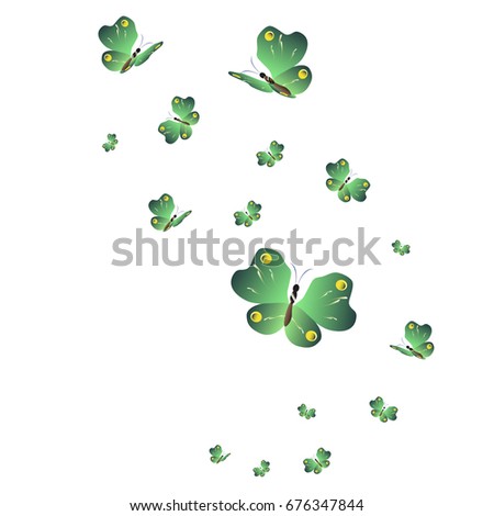 beautiful green butterflies, isolated on a white