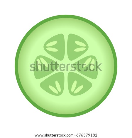 Cucumber slice cross section with seeds flat vector color icon for food apps and websites Royalty-Free Stock Photo #676379182