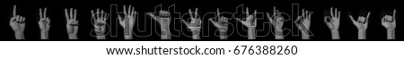 Fourteen Hand gesture
As a hand language
Body symbol
Like counting numbers and body language
Black and white background Dark tone and black background 
Can be edited easily.