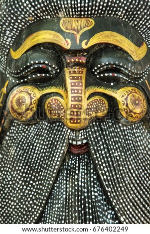 wood colorful Chinese opera character mask
