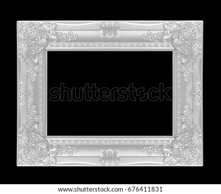 silver picture frame isoleted on black background