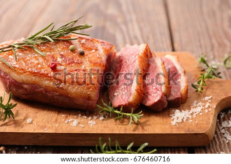 grilled duck breast slices