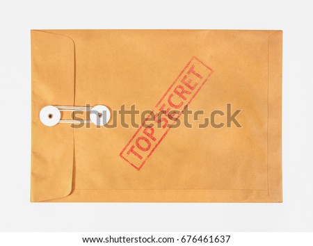 Stamp top secret on the brown envelop file ,isolated on white background Royalty-Free Stock Photo #676461637