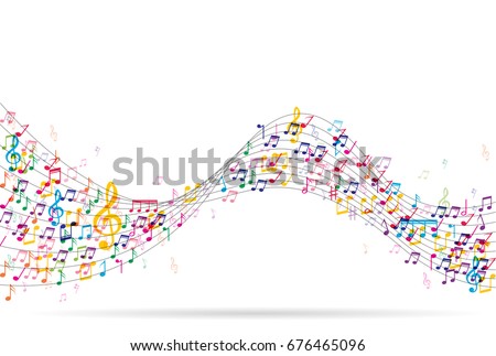 Abstract Background with Colorful Music notes.Vector Illustration