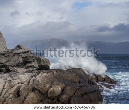 Waves hitting the norwegian coastline