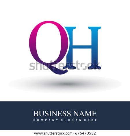 initial letter logo QH colored red and blue, Vector logo design template elements for your business or company identity