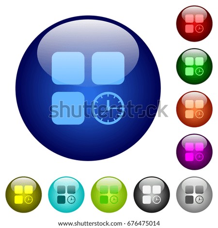 Component timer icons on round color glass buttons