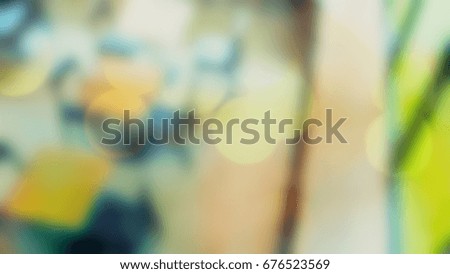 Blurred coffee shop and decorate lighting for background, vintage and cross process color