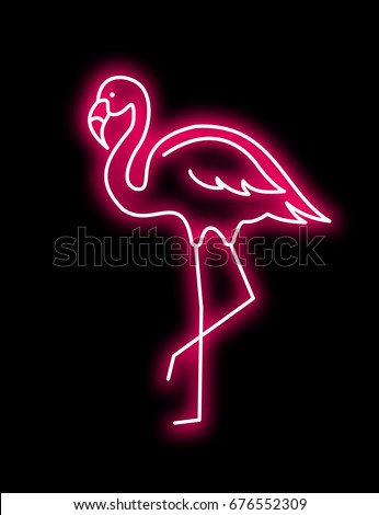 Pink Flamingo vector neon Royalty-Free Stock Photo #676552309