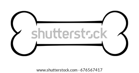 Black And White Outlined Dog Bone Cartoon Drawing Simple Design. Vector Illustration Isolated On White Background Royalty-Free Stock Photo #676567417