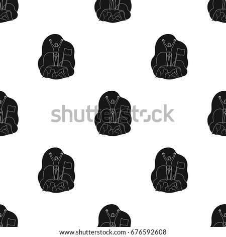 Climber on conquered top.Mountaineering single icon in black style vector symbol stock illustration web.