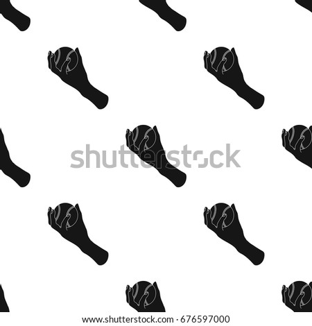 Hand with ball. Baseball single icon in black style vector symbol stock illustration web.