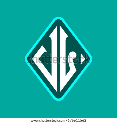Colored monogram logo curved oval shape initial letter vl logo vector