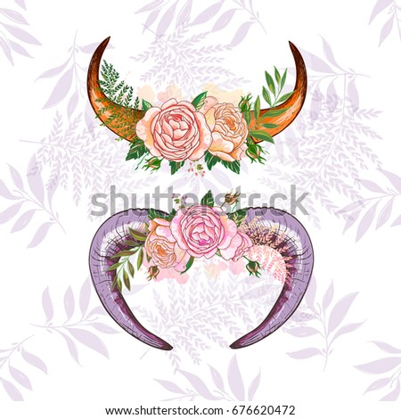 Horn and cow horn decoration