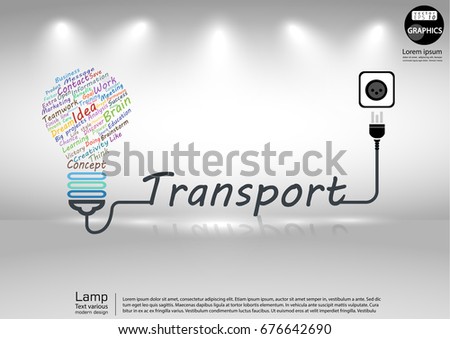 Lamp Text various Colorful  - modern design Idea and Concept  Vector illustration Business  Infographic template with Plug,Text Transport.