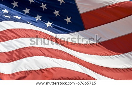American Flag waving  in the wind