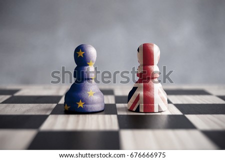 Brexit chess strategy concept Royalty-Free Stock Photo #676666975