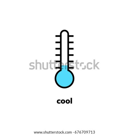 Temperature icon, clip art. Narrow-range mercury thermometer shows cool weather