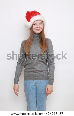 Beautiful little girl in santa hat