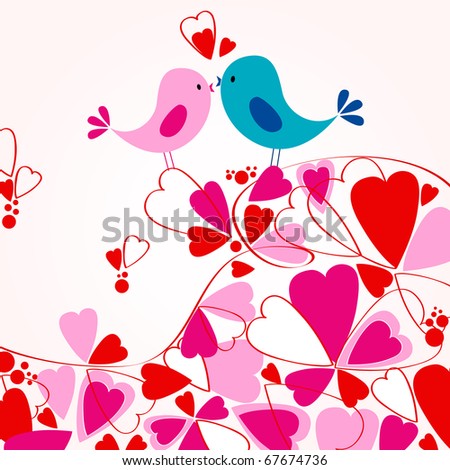 Illustration of cute birds in love