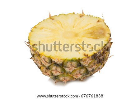 pineapple half isolated on white background.