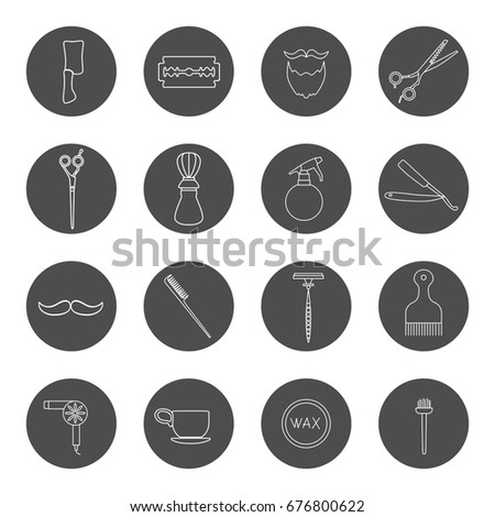 Set of barber shop icons. Badges, labels and design elements. Vector Illustration.