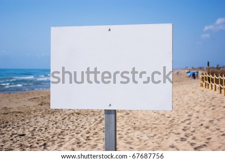 Blank Sign On Beach. Ready for your text.