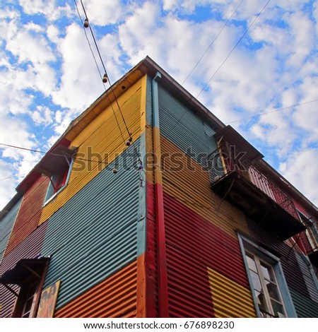 Color concept. Closeup of colorful house at Caminito (La Boca, Buenos Aires, Argentina)