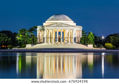 Jefferson Memorial in Washington DC. The Jefferson Memorial is a public building managed by the National Park Service of the United States Department of the Interior Royalty-Free Stock Photo #676924198