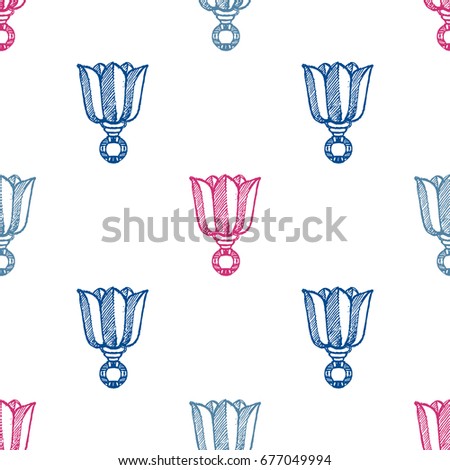 Seamless pattern with hand drawn tulips. Vector Illustration