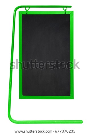 Green sidewalk Chalkboard isolated on white background with Clipping Path