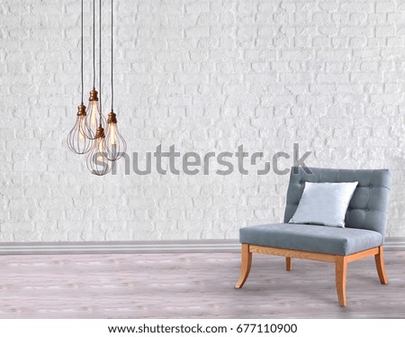 modern lamp and wooden floor, brick wall concept. decorative background for home, office, bedroom.